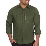 The American Outdoorsman Blackfoot River Long Sleeve Fishing Shirt - UPF 30 Protection Quick-Dry & Moisture-Wicking Fabric (Jungle Green, Large)