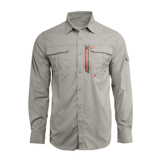 The American Outdoorsman Blackfoot River Long Sleeve Fishing Shirt - UPF 30 Protection Quick-Dry & Moisture-Wicking Fabric (Stone Ridge, Large)