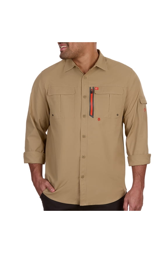 Blackfoot River Long Sleeve Performance Fishing Shirt for Men (Deerskin, Large)