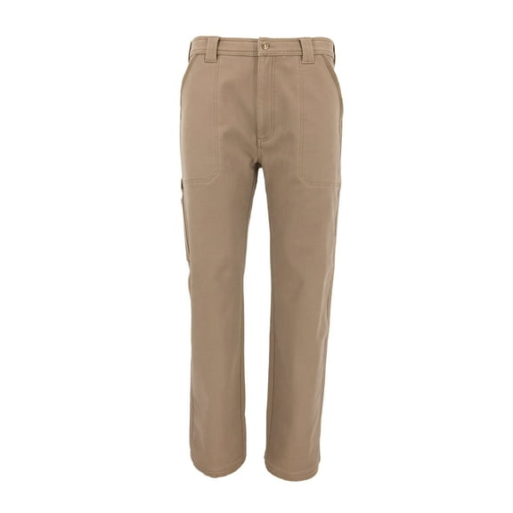 The American Outdoorsman Fleece Bonded Canvas Work Pants with Herringbone Trim (Driftwood/Olive, 34W x 32L)