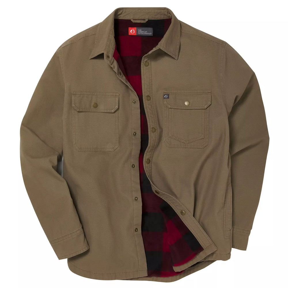 The American Outdoorsman Fleece Lined Washed Canvas Shirt Jackets for Men  (Driftwood, XL)