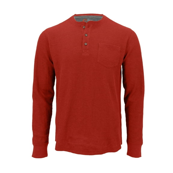The American Outdoorsman Long-Sleeve Waffle Henley Shirts For Men (Medium, Rust Heather)