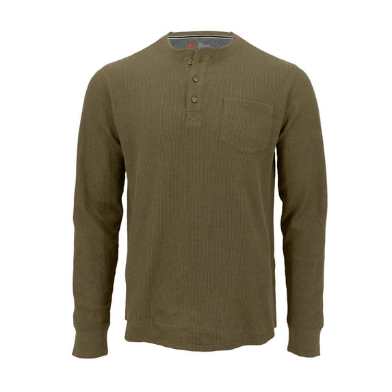 The American Outdoorsman Long-Sleeve Waffle Henley Shirts For Men (Medium, Smokey Olive Heather)