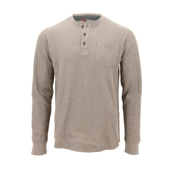 The American Outdoorsman Long-Sleeve Waffle Henley Shirts For Men (XXL, Oatmeal Heather)