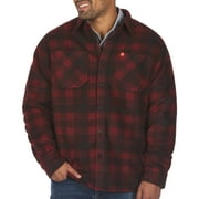 The American Outdoorsman Men's Bonded Sherpa Fleece Lined Flannel Print Polar Fleece Shirt Jacket (Red Plaid, Large)