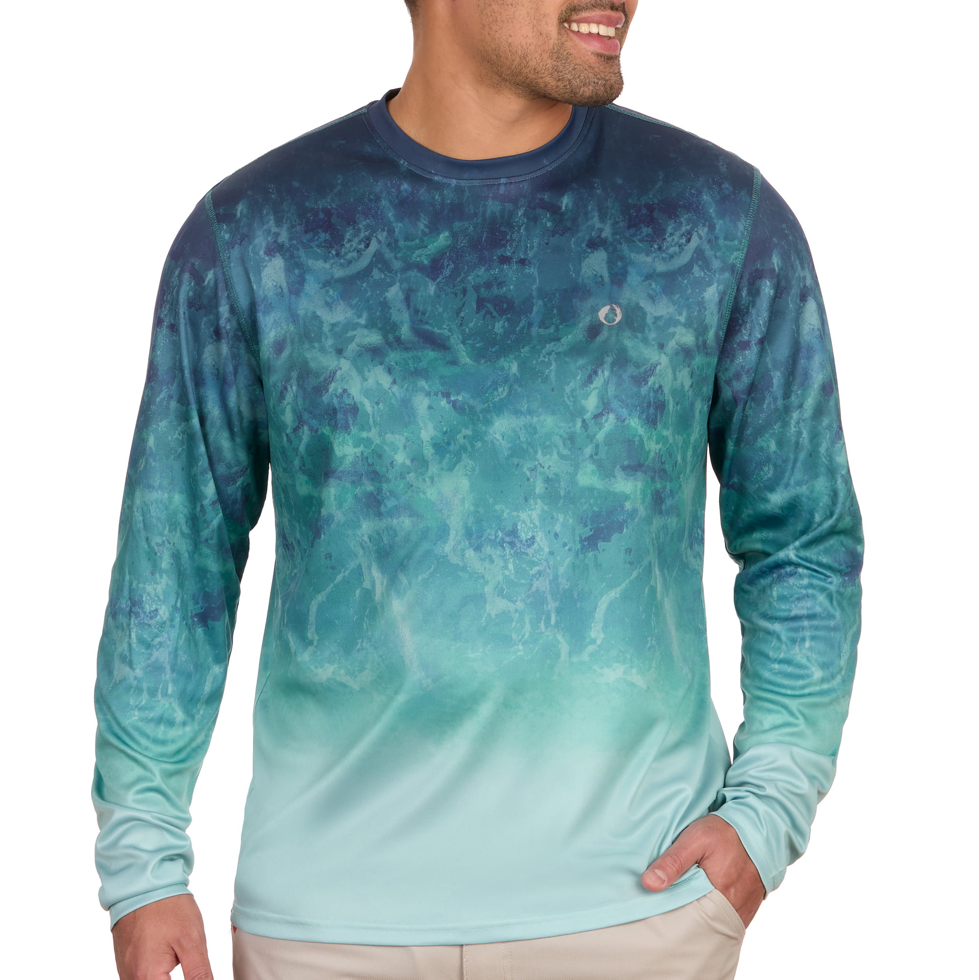 The American Outdoorsman Men's Lightweight UPF 50+ UV Sun Protection  Outdoor Long Sleeve Quick Dry Graphic Shirt (Open Sea, Large) 