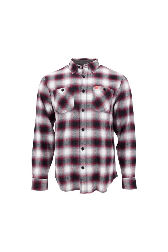 Men's Long Sleeve Midweight Plaid Flannel Button Down Shirt (Burg/Black, Large)