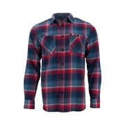 The American Outdoorsman Men's Long Sleeve Midweight Plaid Flannel Button Down Shirt (Red/Navy, Large)