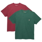 The American Outdoorsman Men's Short Sleeve Rugged Workwear T-Shirt 2-Pack, Perfect For Camping, Hiking, and Outdoors (Kelly Heather/Cranberry Heather, XL)