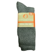 The American Outdoorsman Men's Warm Thermal Crew Socks, 3 Pair (Grey/Black, 6-12)