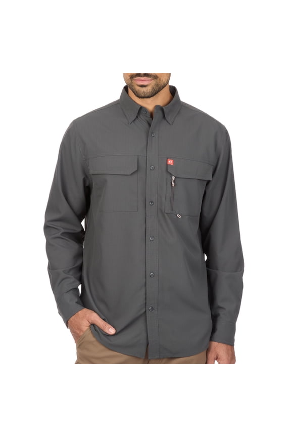 Poly Grid Performance Ripstop Long Sleeve Guide Shirt – UPF 50+ Sun Protection Quick-Dry Outdoor Top
