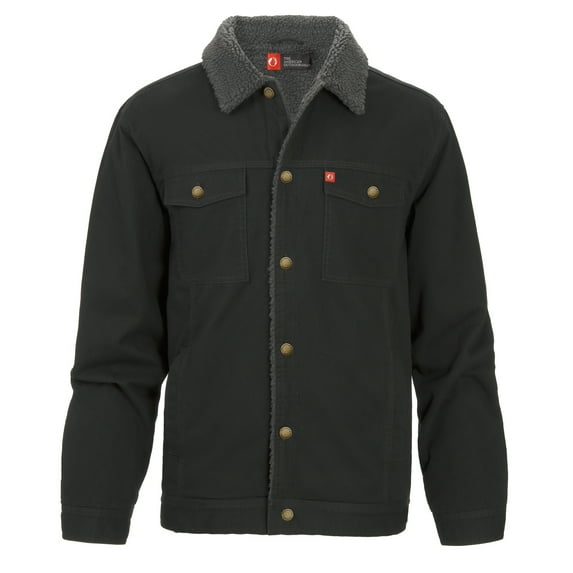 The American Outdoorsman Sherpa Lined Canvas Trucker Jacket (Phantom, Medium)