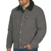 The American Outdoorsman Sherpa Lined Canvas Trucker Jacket (Smokey Trout, Large)