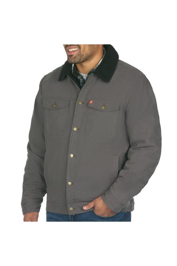 Sherpa Lined Canvas Trucker Jacket (Smokey Trout, Medium)