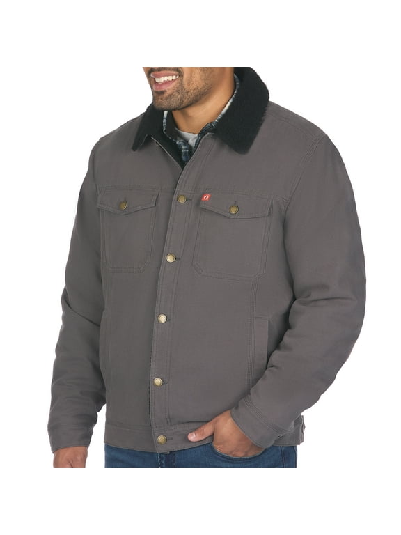 Sherpa Lined Canvas Trucker Jacket (Smokey Trout, XXL)