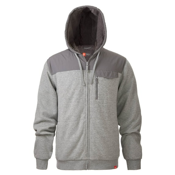 The American Outdoorsman Sherpa Lined Hoodie with Zipper and Pockets, Insulated Layer for Hiking and Camping in Cold Weather (Gym Grey Heather, Medium)