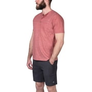 The American Outdoorsman Short Sleeve Henley Shirt (Medium, Aegean Blue) (Samba Red, XL)