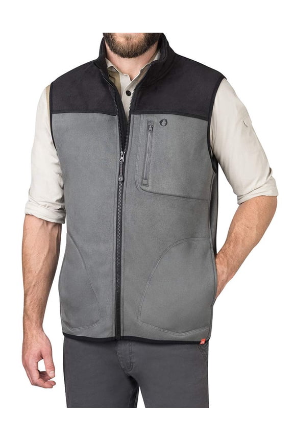Water Repellent Bonded Fleece Full Zip Vests For Men (Steel, Large)