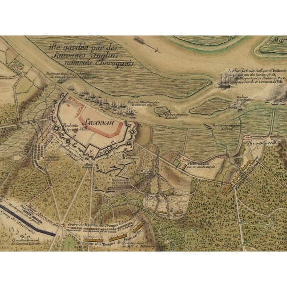The American Revolution. Siege Of Savannah. Manuscript Map. 1779 History (36 x 24)