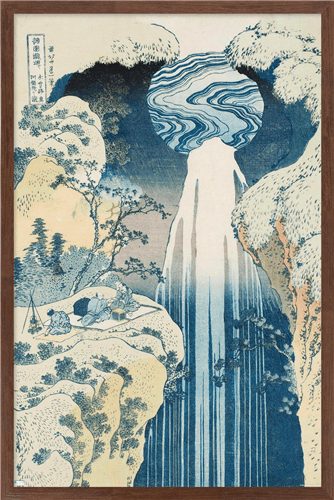 The Amida Waterfall in the Far Reaches of the Kisokaido Road Wall Poster, 14.725" x 22.375" Framed