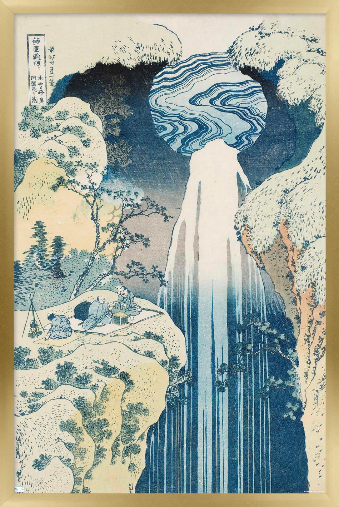 The Amida Waterfall in the Far Reaches of the Kisokaido Road Wall Poster, 14.725" x 22.375" Framed