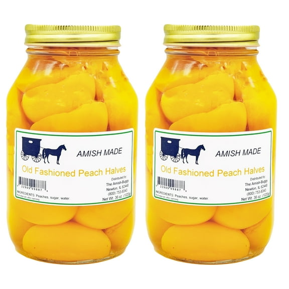 Amish Made Canned Fruit Old Fashioned Peach Halves (2-32 oz. Jars)