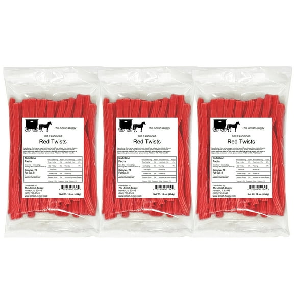 The Amish-Buggy Licorice Twists, Red Raspberry, Three 16 Oz Pkgs