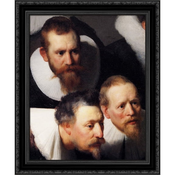 The Anatomy Lecture of Dr Tulp [detail #1] 20x23 Black Ornate Wood Framed Canvas Art by Rembrandt