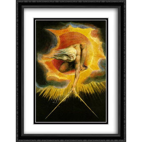 The Ancient of Days 2x Matted 28x36 Large Black Ornate Framed Art Print by Blake, William