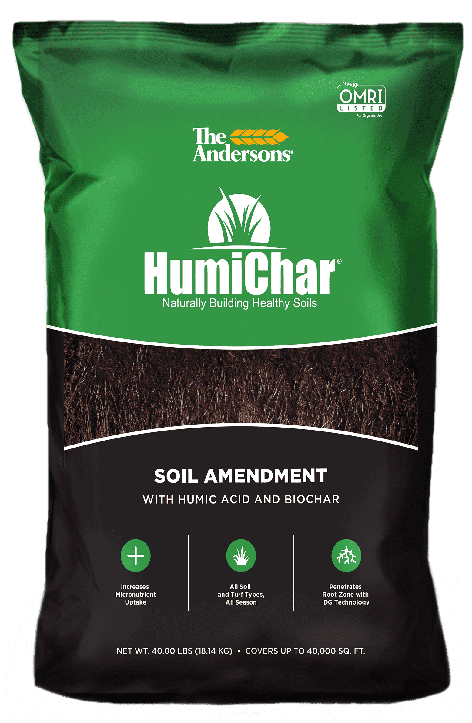 The Andersons HumiChar Organic Soil Amendment with Humic Acid and Biochar - Covers up to 40,000 sq ft (40 lb)
