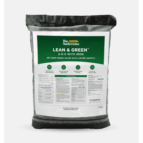 The Andersons Professional Lean & Green Fertilizer 2-0-0 with Iron - Covers up to 5,000 Sqft (18lb. Bag)