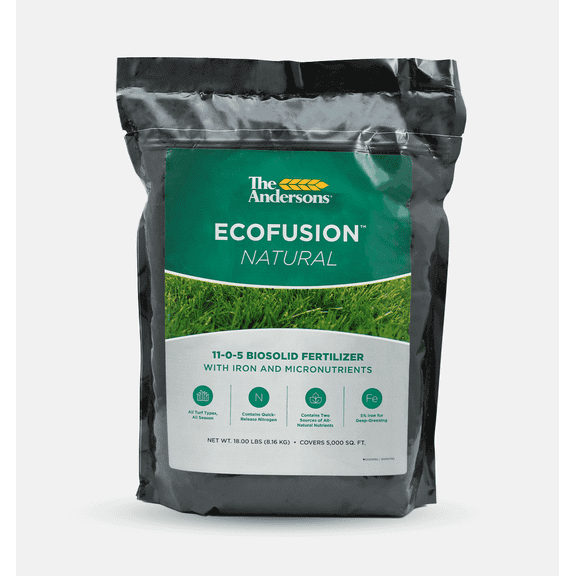 The Andersons Professional Ecofusion Natural 11-0-5 Biosolid Fertilizer with Iron and Micronutrients - 18 lb. Bag covers 5,000 sqft.