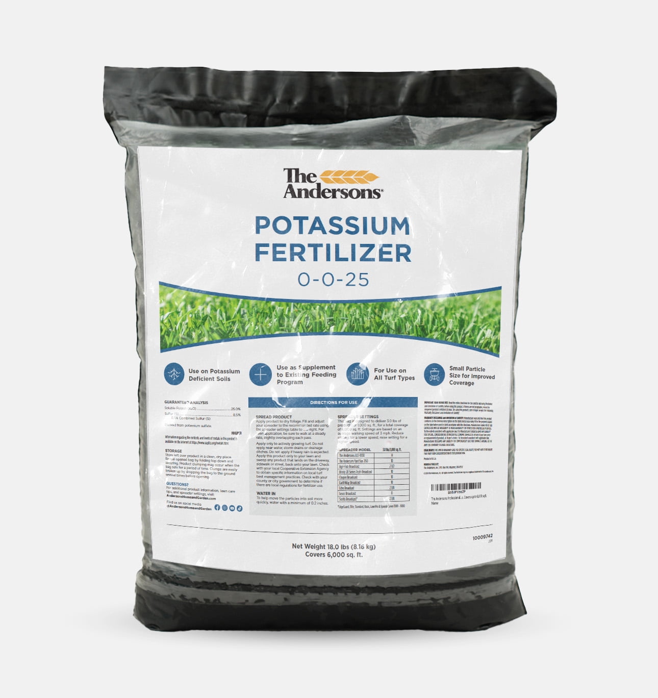The Andersons Professional Potassium Fertilizer 0-0-25-18 lbs. Covers up to 6,000 sqft.