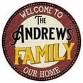 thumbnail image 1 of The Andrews Family 12" Round Metal Sign Kitchen Game Room Décor 200120038207, 1 of 1
