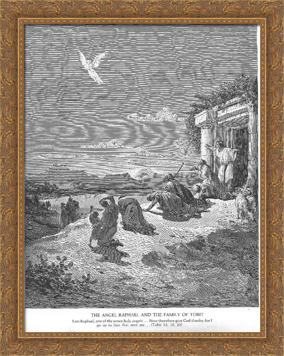 The Angel Raphael and the Family of Tobit 28x36 Large Gold Ornate Wood ...