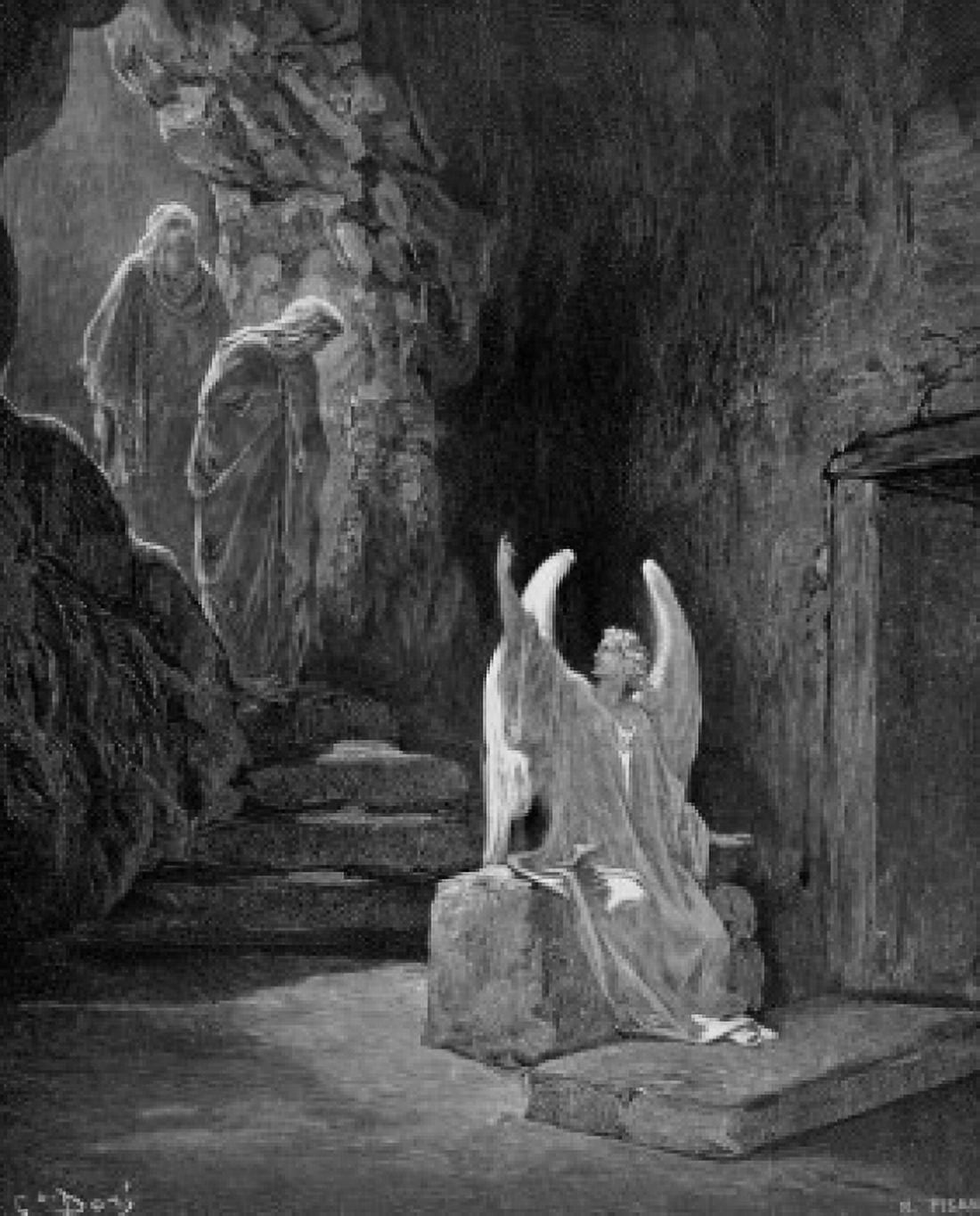 The Angel Seated Upon the Stone by Gustave Dore 1832-1883 Canvas Art - Gustave Dore (18 x 24)