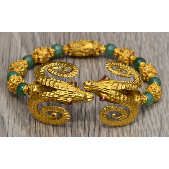 The Angelica: Ilias Lalounis Signed Bracelet Features Two Kissing Ram Heads