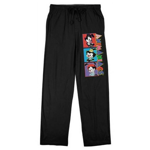 The Animaniacs Wakko Jakko and Dot Men's Black Graphic Sleep Pants-XXL