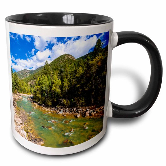 3drose, the Animas River, San Juan National Forest, Colorado, Usa, 15oz Two-tone Black Mug
