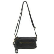 The Anita Women Wristlet Multi Functional Crossbody Soft Vegan Leather Bag by Ampere Creations - Black