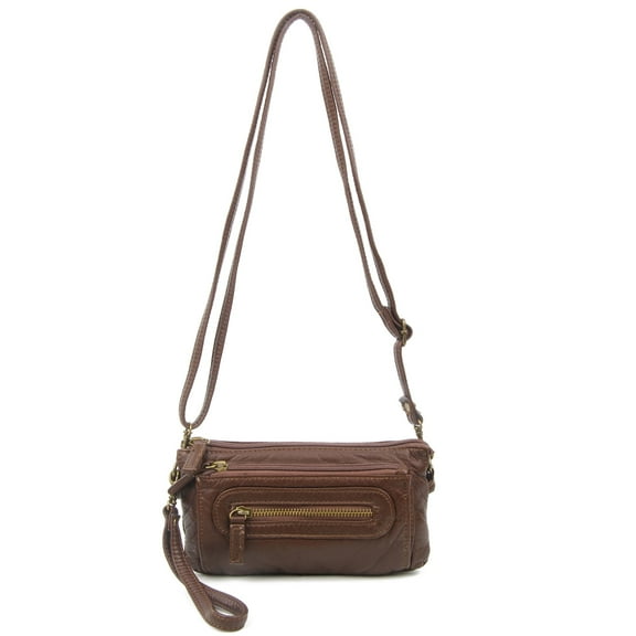The Anita Women Wristlet Multi Functional Crossbody Soft Vegan Leather Bag by Ampere Creations - Chocolate Brown