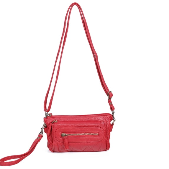 The Anita Women Wristlet Multi Functional Crossbody Soft Vegan Leather Bag by Ampere Creations - Red