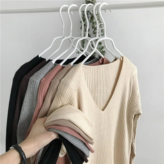 Slim Fit Women Fashion Casual V-Neck Sweaters Solid Winter T-Shirt Wear Long Sleeve Sweat Shirts