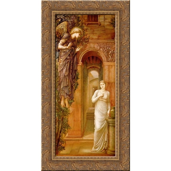 The Annunciation 15x24 Gold Ornate Wood Framed Canvas Art by Burne Jones, Edward