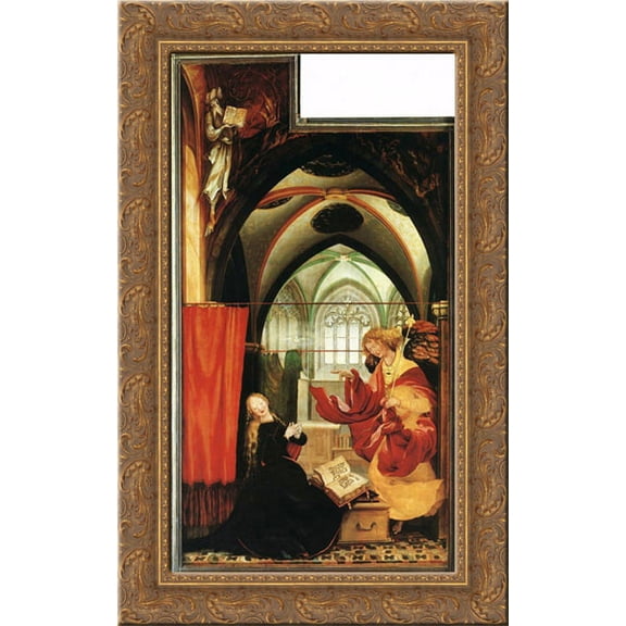 The Annunciation 17x24 Gold Ornate Wood Framed Canvas Art by Grunewald, Matthias