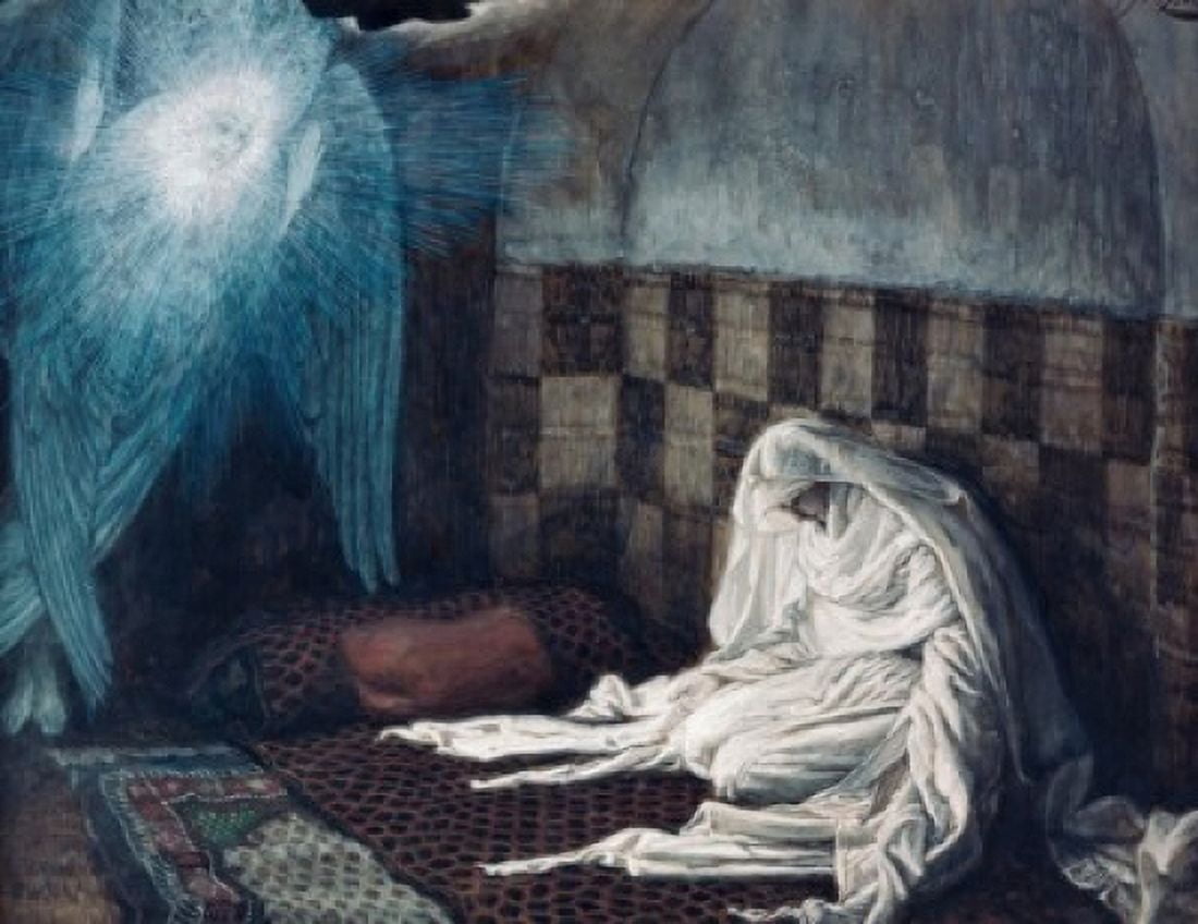 The Annunciation 1886-1896 James Tissot (1836-1902 French) Gouache Brooklyn Museum New York USA Canvas Art - (18 x 24)