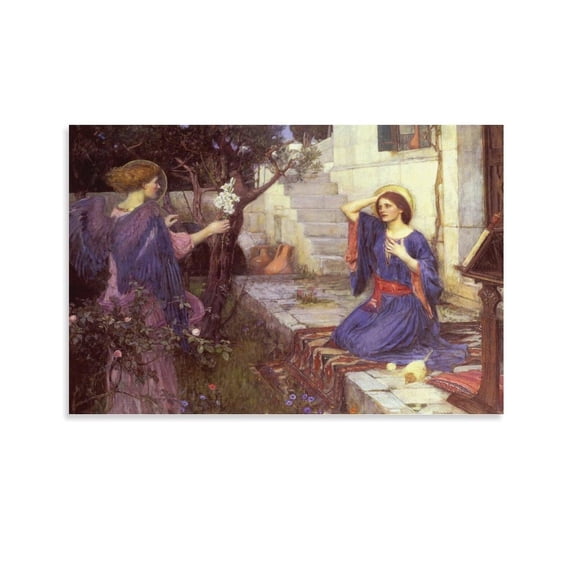 The Annunciation, 1914 by Waterhouse Poster Decorative Painting Canvas Wall Art Living Room Posters Bedroom Painting