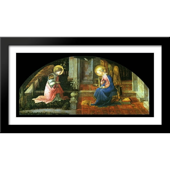 The Annunciation 40x22 Large Black Wood Framed Print Art by Filippino Lippi