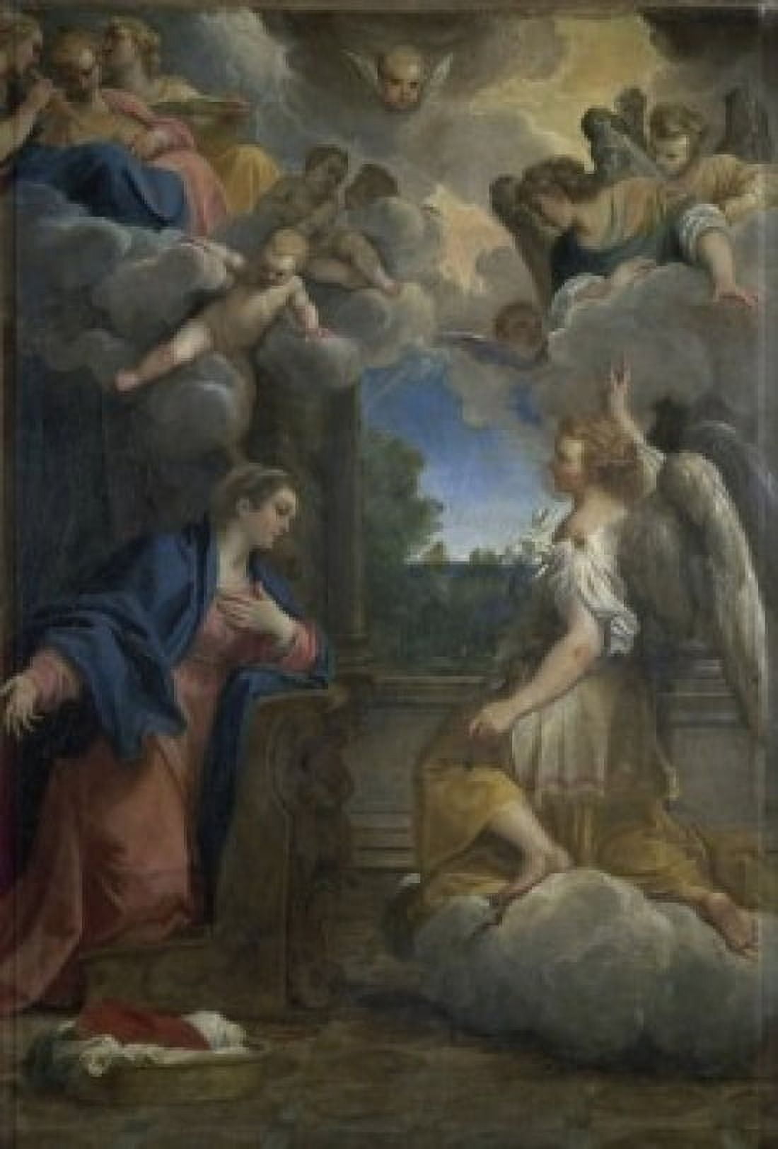 The Annunciation Agostino Carracci (1557-1602Italian) Musee du Louvre Paris Canvas Art - Agostino Carracci (24 x 36)
