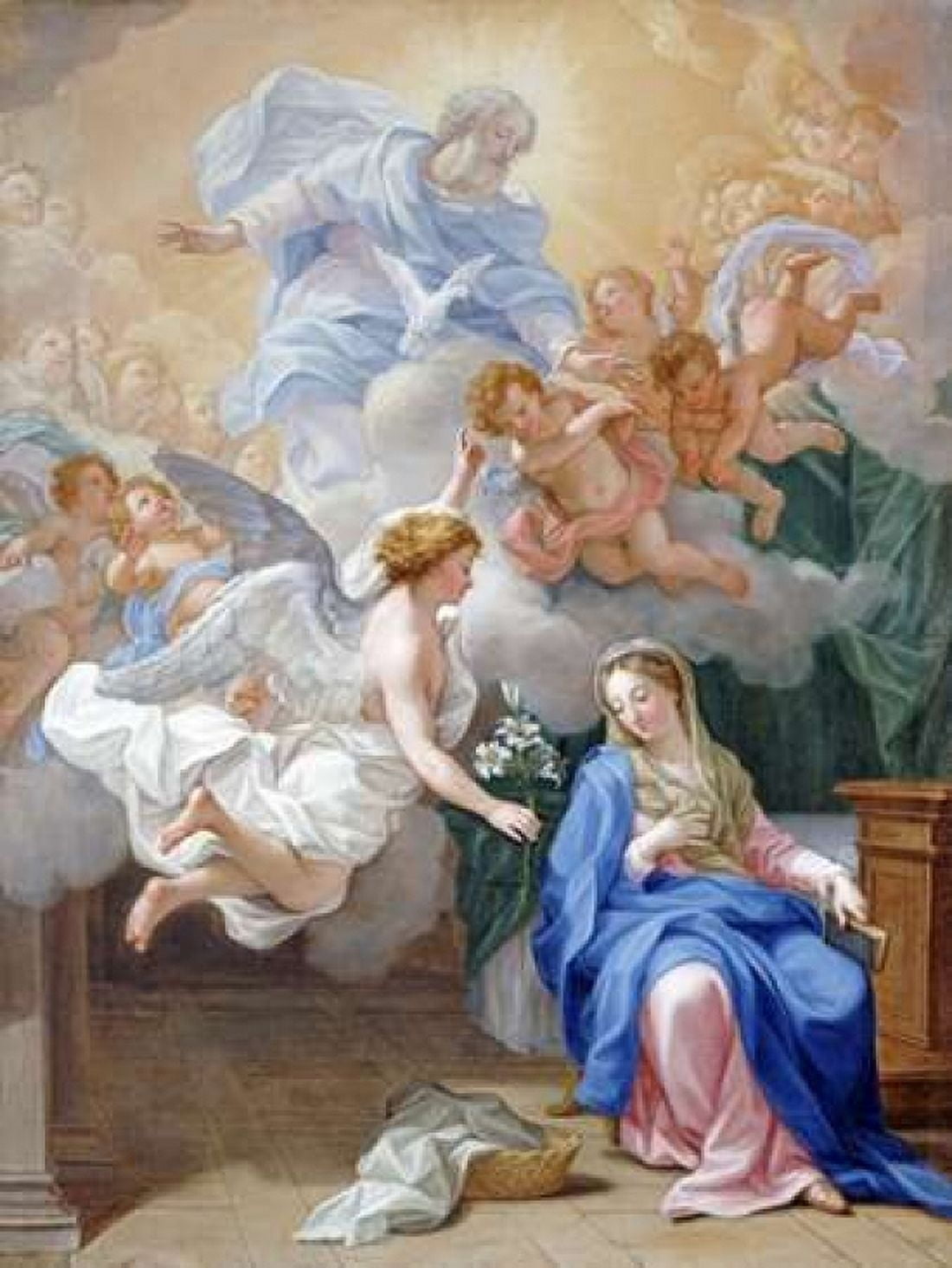 The Annunciation Canvas Art - Giovanni Odazzi (22 x 28)
